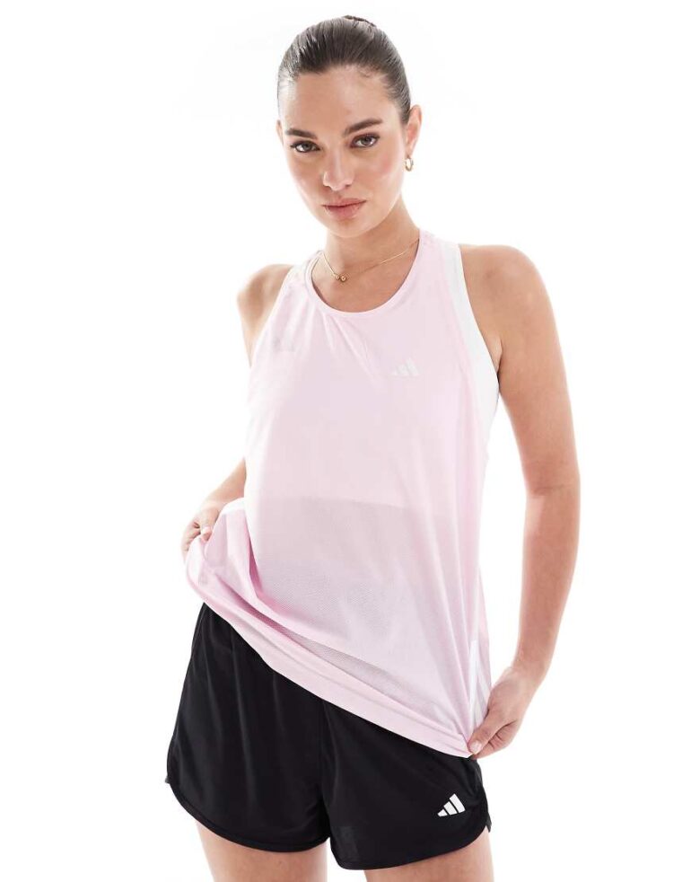 adidas Running Own The Run tank top in baby pink