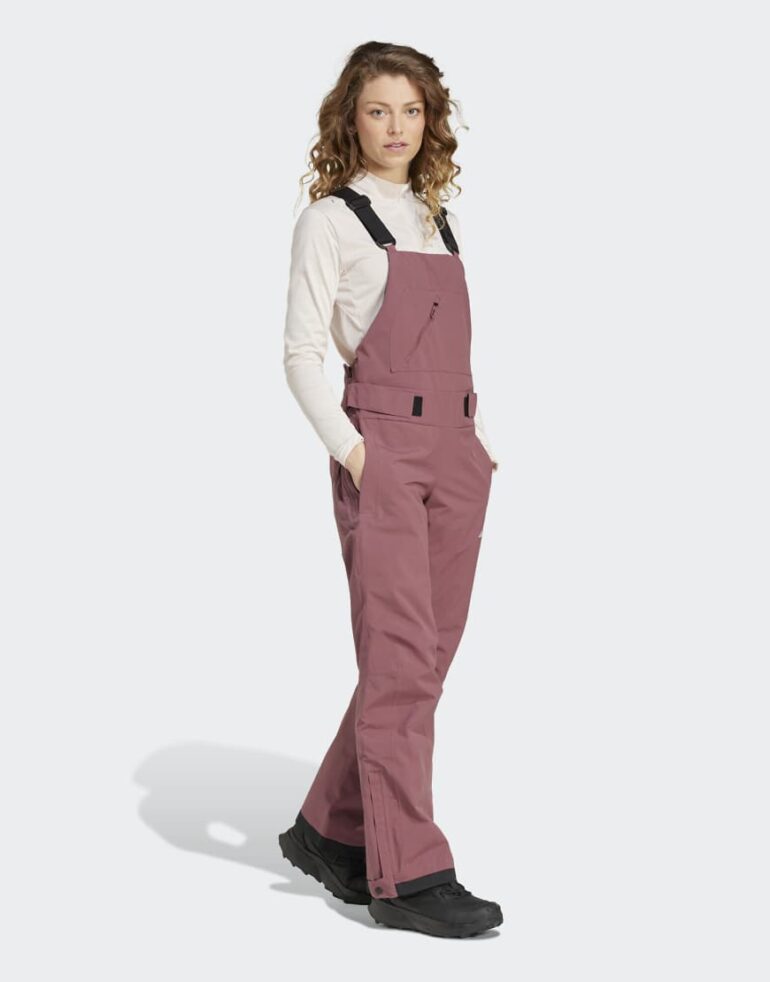 adidas Terrex xperior 2l insulated bib pants in burgundy / white-Red
