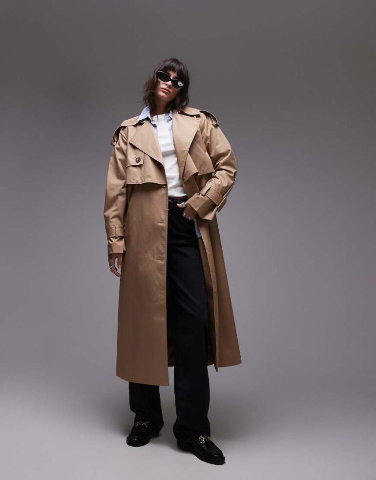 & Other Stories belted midaxi trench coat in beige-Neutral