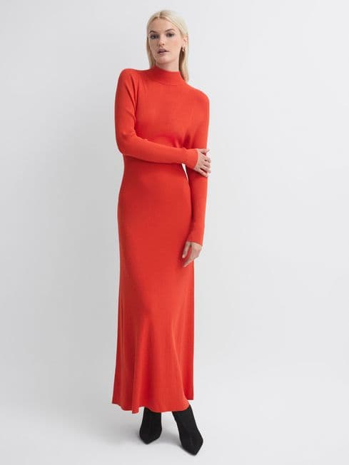 Editor's Favorite: The Florere Knitted Midi Dress in Bright Orange by Reiss Editor's Favorite: The Florere Knitted Midi Dress in Bright Orange by Reiss