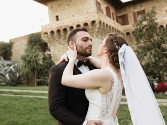 A joyful moment captured during a wedding ceremony.