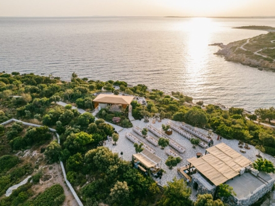 A picturesque setting for outdoor events by the sea.