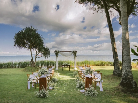 Picturesque wedding ceremony by the sea