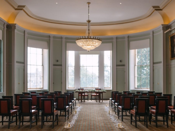 Charming interior ready for a formal gathering.