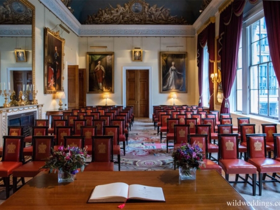 A beautifully arranged room for events.