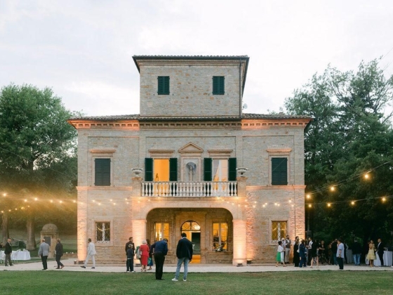 wedding villa with lights in the garden