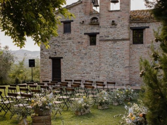 wedding church with empy chairs