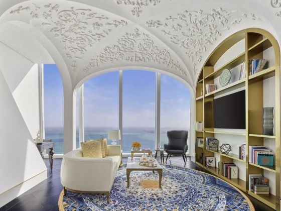 Modern interior featuring cozy seating and elegant decor.