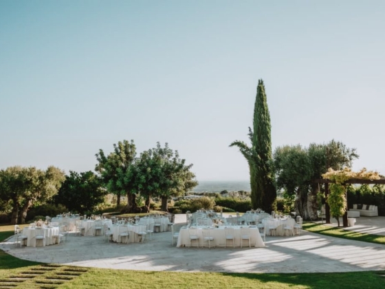 A serene setup for outdoor dining and gatherings.
