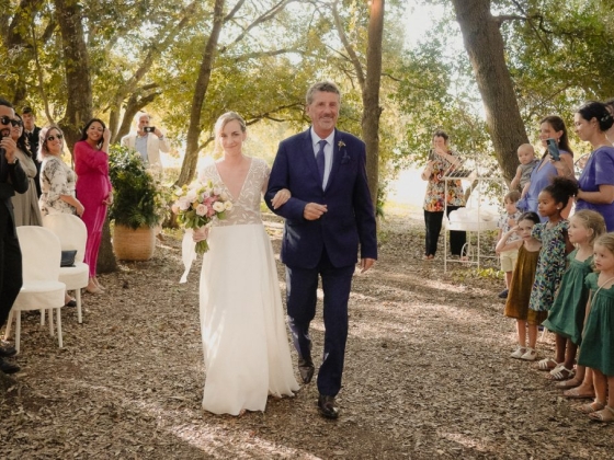 A heartwarming moment at a wedding celebration.