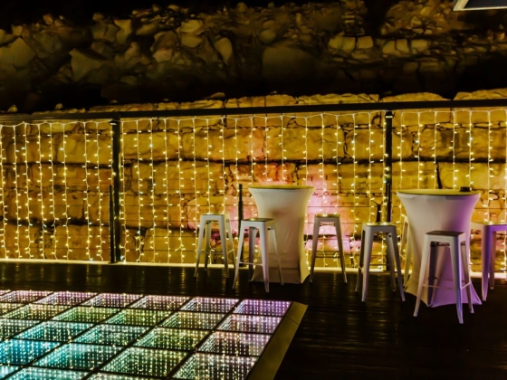 Chic space featuring glowing lights and elegant furniture