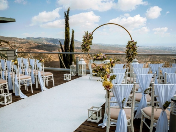 Beautiful outdoor wedding venue on a scenic hillside.