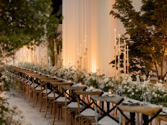 A beautifully arranged dining table for a celebration.