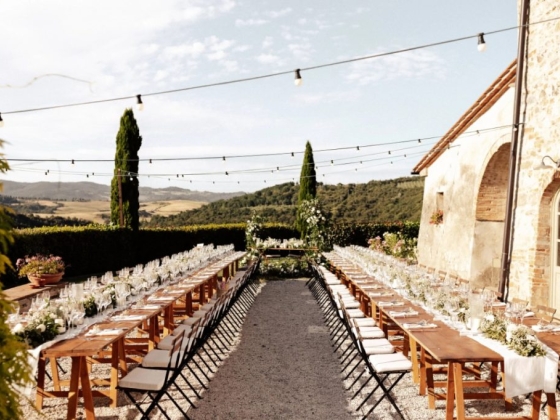 Beautifully arranged tables for an outdoor event.
