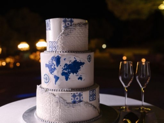Stylish cake on a table, perfect for celebrations.