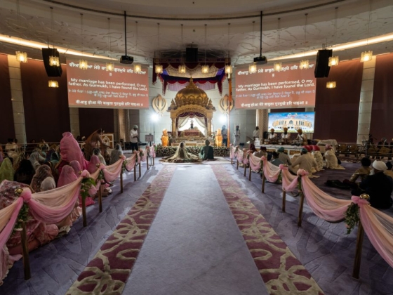 Gathering of guests for a traditional wedding celebration