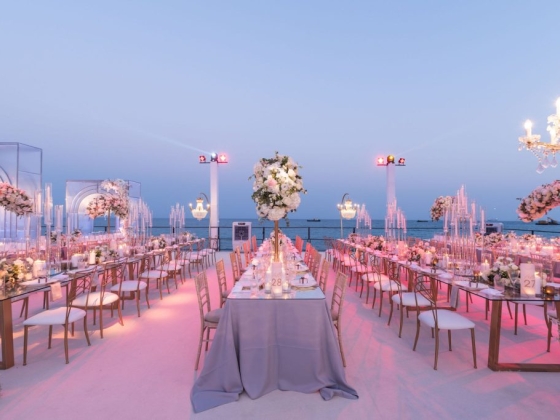 Stylish tables adorned with flowers and candles for an event