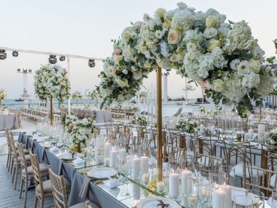 Stunning setup for a wedding by the sea.