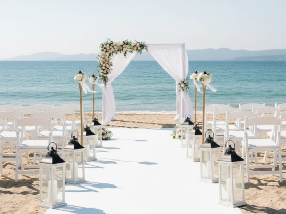 Idyllic beach setting for a wedding ceremony.