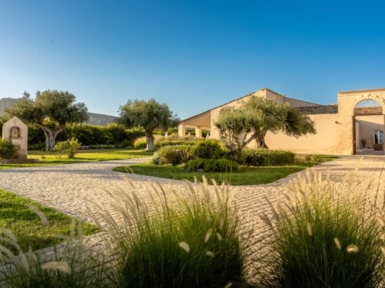 A tranquil view of a picturesque estate in nature.
