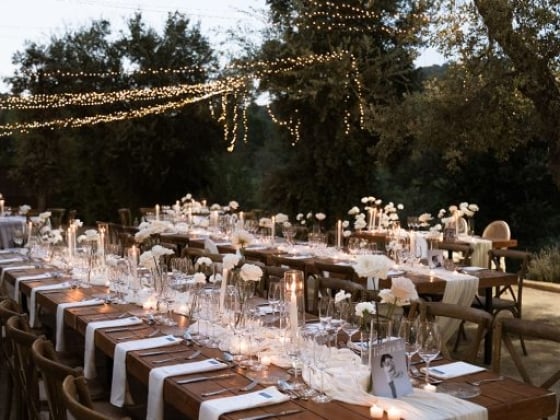 Beautifully arranged tables for an outdoor event.