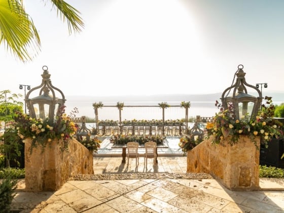 Beautiful ceremony setup overlooking the water