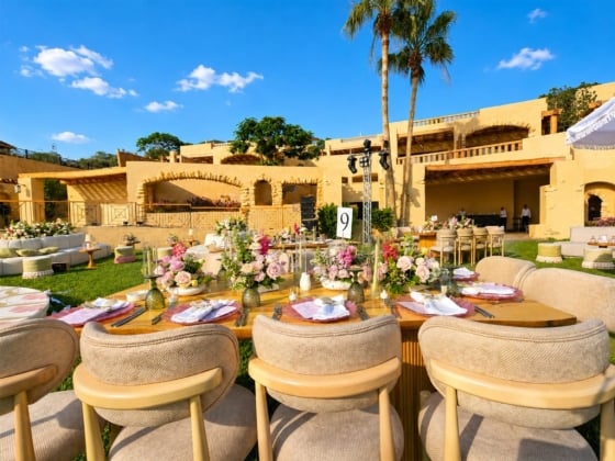 Beautifully arranged tables for an outdoor event.