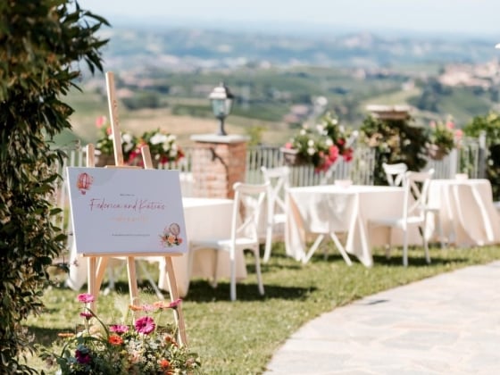 Welcoming sign for a wedding on a beautiful day.