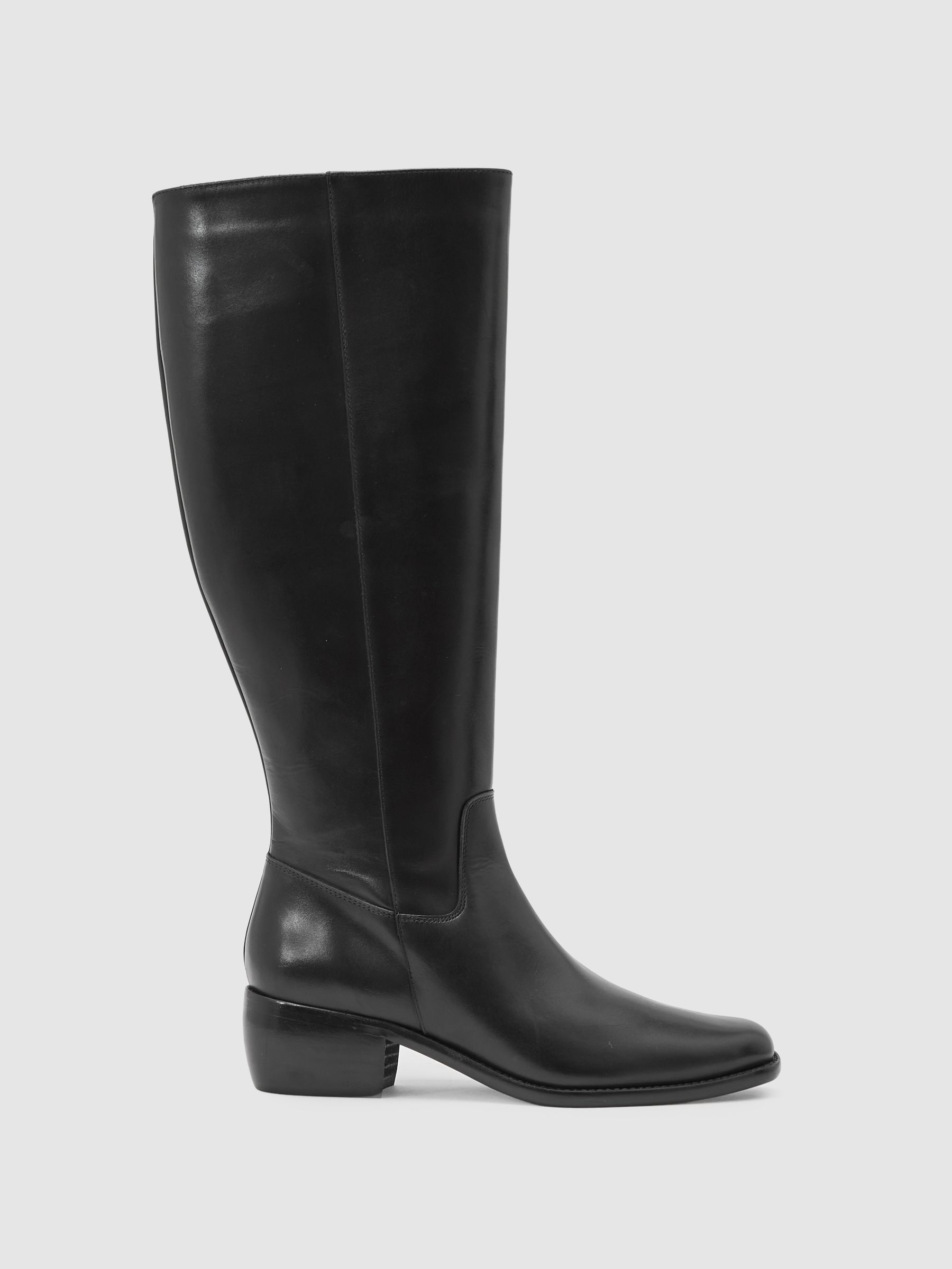 Leather Knee-High Boots in Black