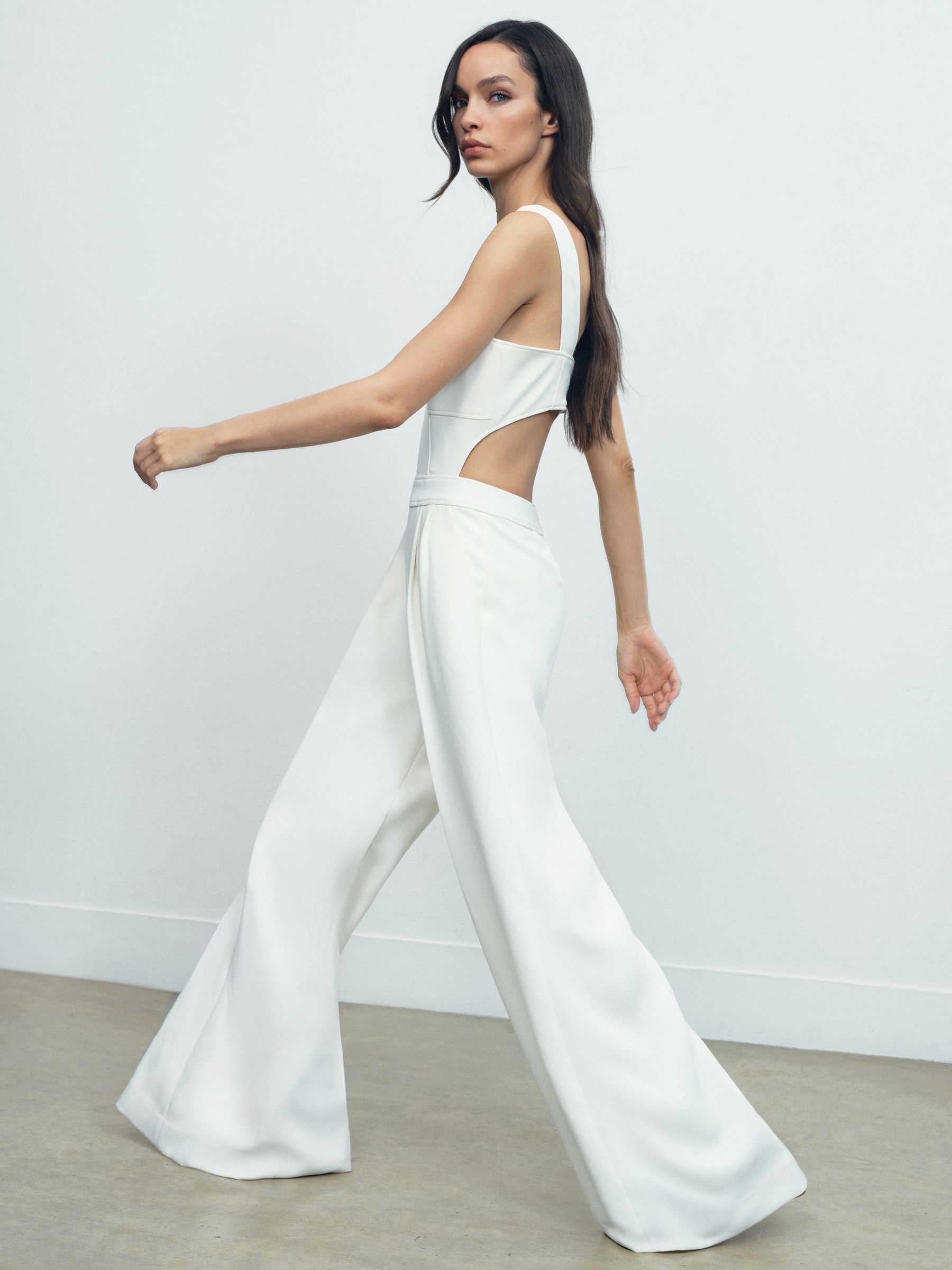 Wide-Leg Cut-Out Jumpsuit in Ivory