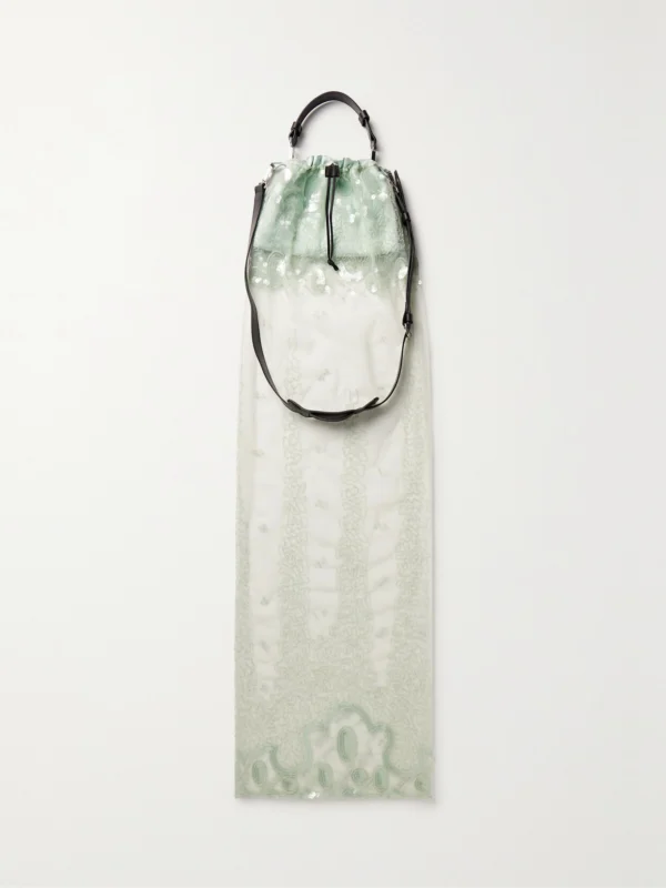 16Arlington Agatha Leather, Satin and Embellished Tulle Shoulder Bag