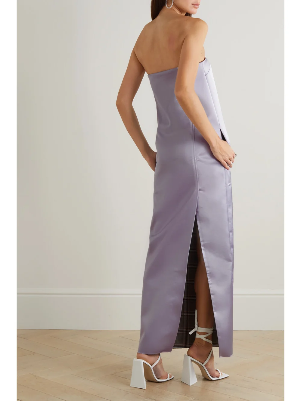 Back view of the 16Arlington Blaise Strapless Duchesse-satin Maxi Dress
