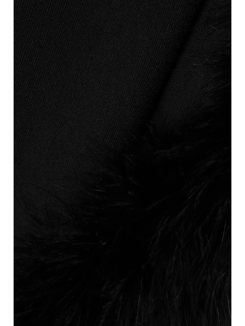 Close-up detail of the 16Arlington Blaise Strapless Feather-trimmed Satin and Stretch-crepe Mini Dress
