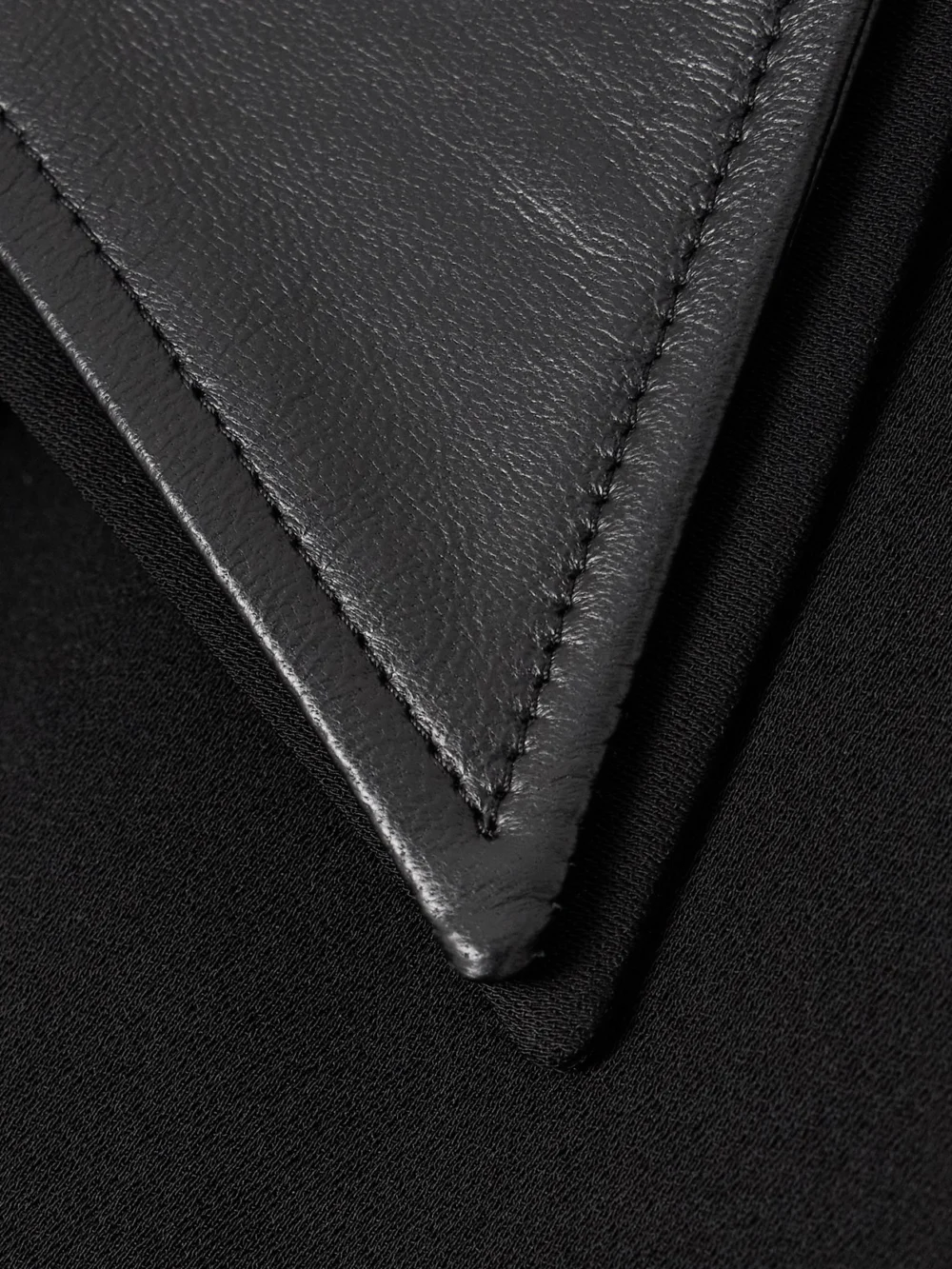 Close-up detail of the 16Arlington Dante Leather-trimmed Crepe Mini Dress