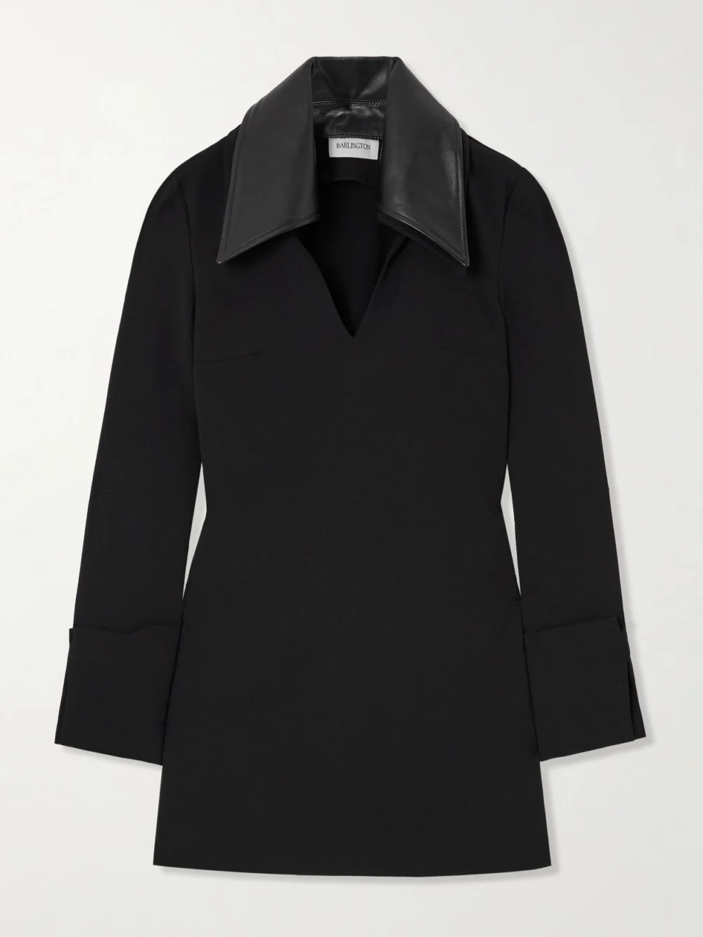 16Arlington Dante Leather-trimmed Crepe Mini Dress in black