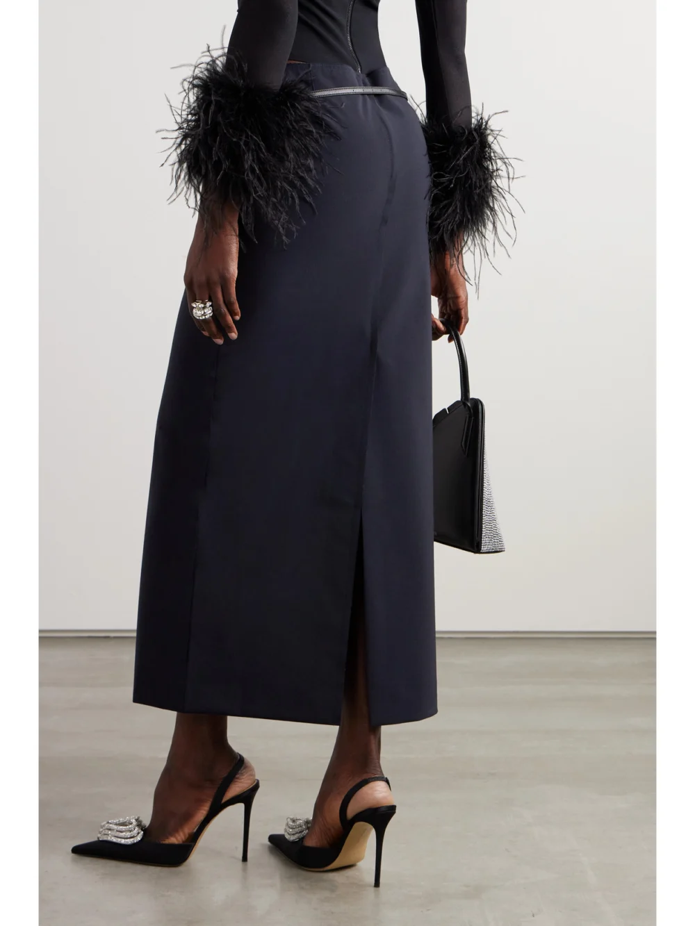 Back view of the 16Arlington Delta Belted Cady Maxi Skirt