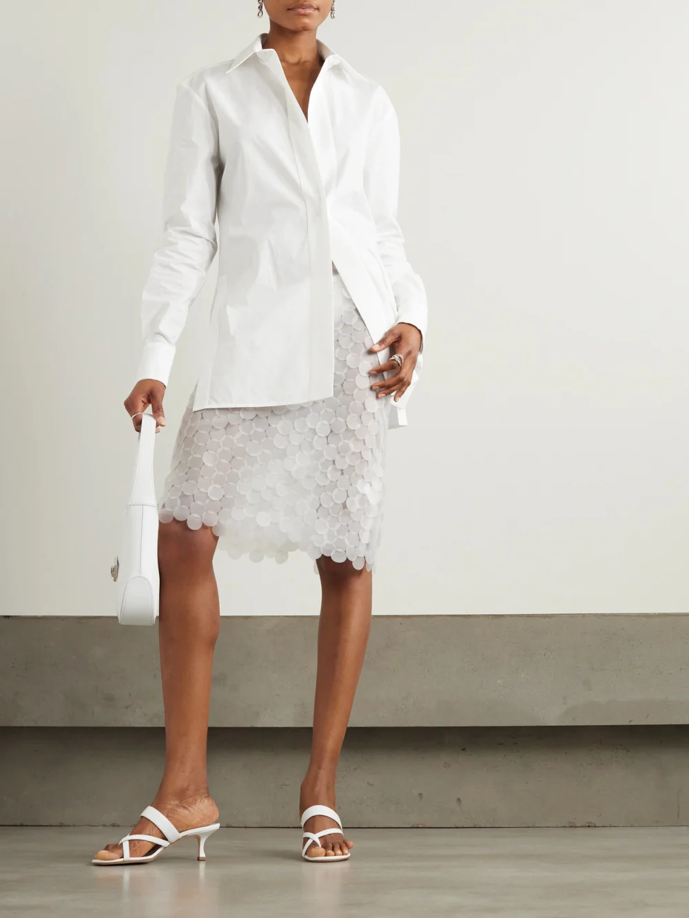 16Arlington Delta Pailette-embellished Tulle Midi Skirt, worn by a model