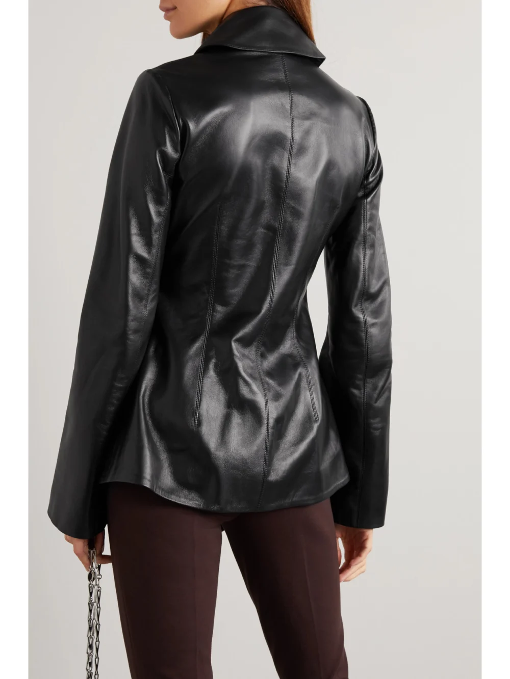 Back view of the 16Arlington Hoguti Cutout Gathered Textured-leather Shirt