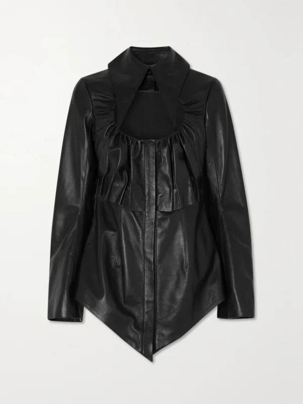 16Arlington Hoguti Cutout Gathered Textured-leather Shirt
