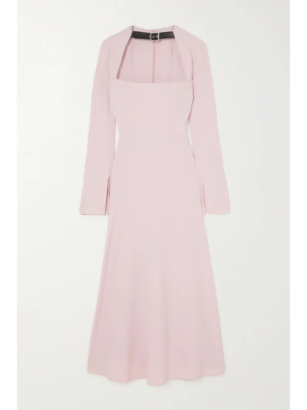 16Arlington Leather-trimmed Crepe Midi Dress