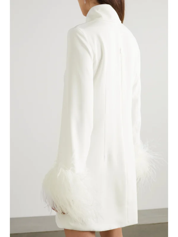 Back view of the 16Arlington Michelle Feather-trimmed Cutout Crepe Mini Dress