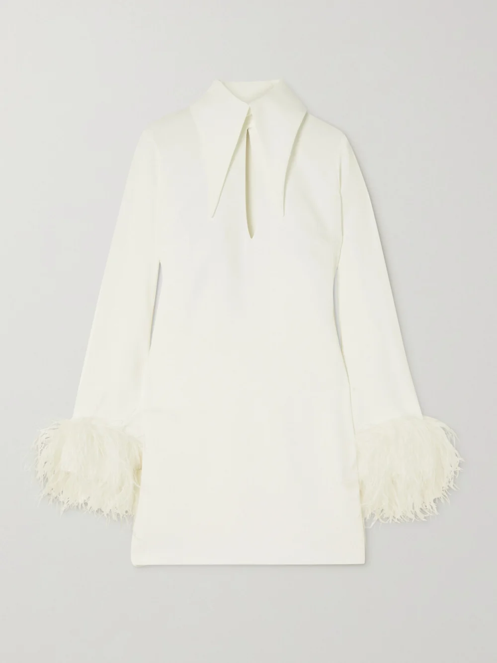 16Arlington Michelle Feather-trimmed Cutout Crepe Mini Dress in white