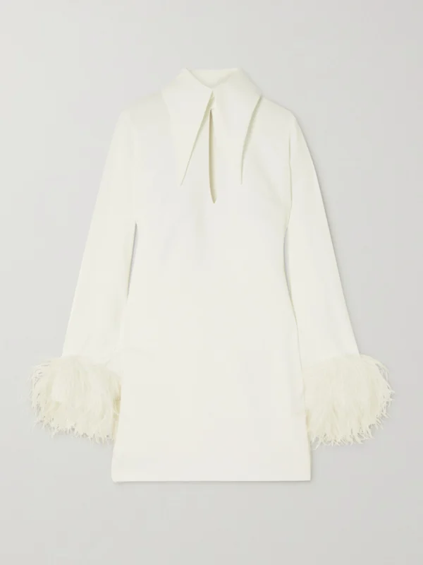 16Arlington Michelle Feather-trimmed Cutout Crepe Mini Dress