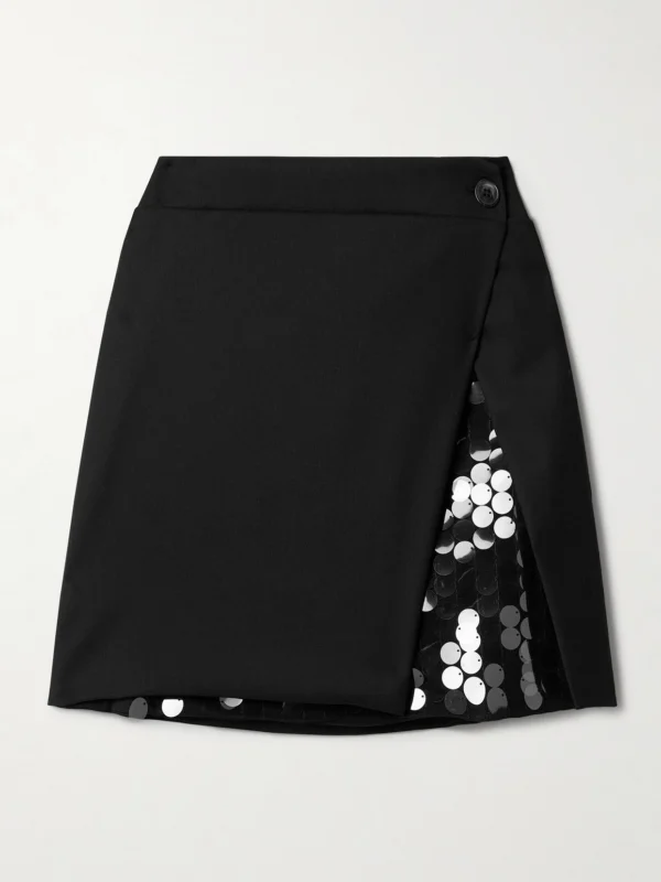 16Arlington Noelia Twill and Paillette-embellished Tulle Mini Wrap Skirt