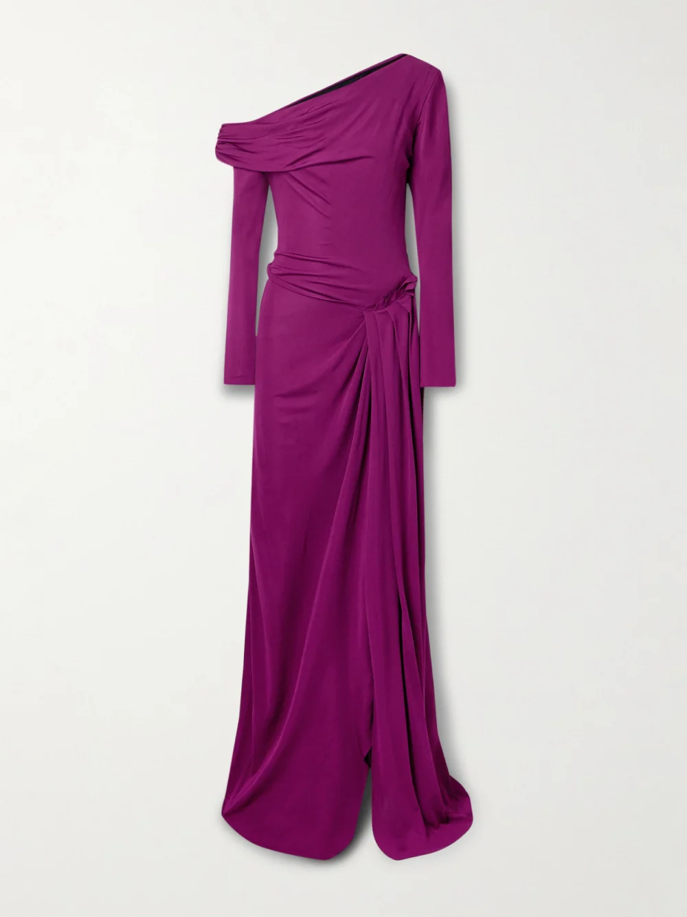 16Arlington Polyta One-shoulder Pleated Draped Jersey Gown in purple