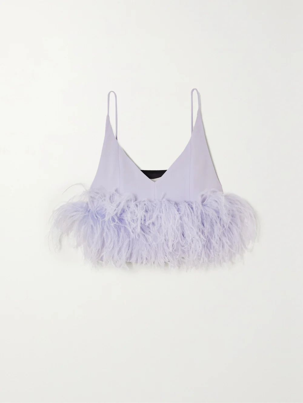 16Arlington Poppy Feather-trimmed Crepe Camisole in lavender