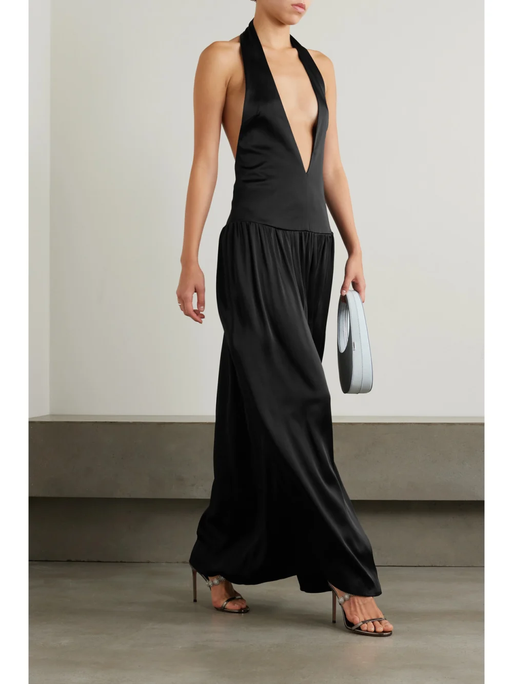 16Arlington Salina Satin Halterneck Gown, worn by a model