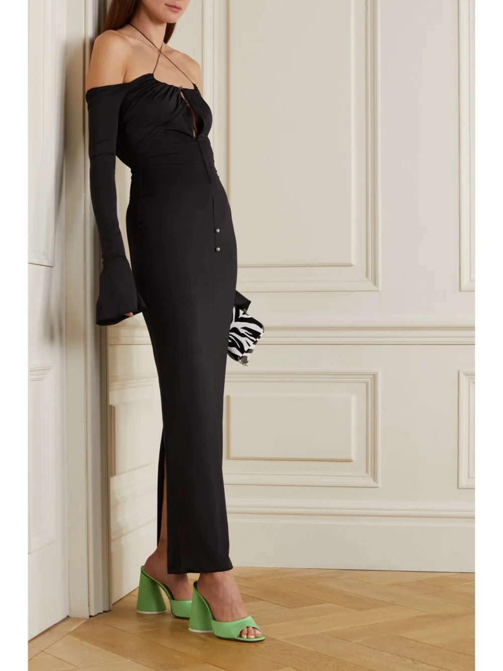 16Arlington Salm Off-the-shoulder Cutout Stretch-jersey Maxi Dress, worn by a model