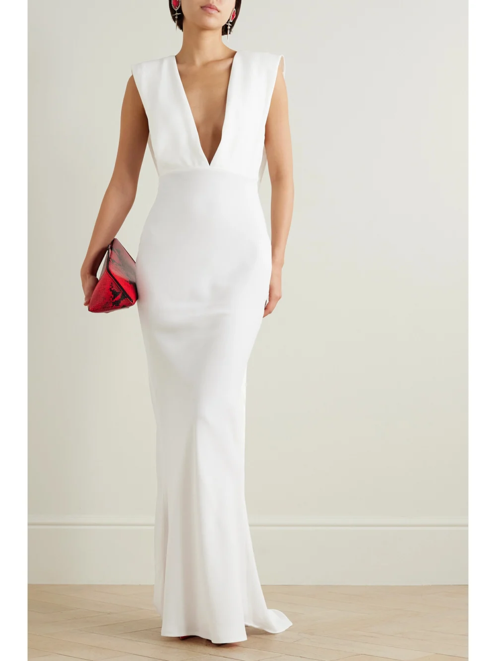 16Arlington Sina Cape-effect Crepe Gown, worn by a model