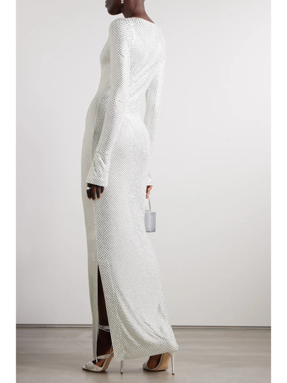 Back view of the 16Arlington Solaria Crystal-embellished Mesh Maxi Dress
